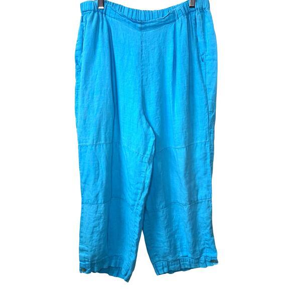 FLAX 100% Linen Capri Pants Women's M Pull On Lightweight Lagenlook Beach Casual - Picture 1 of 10